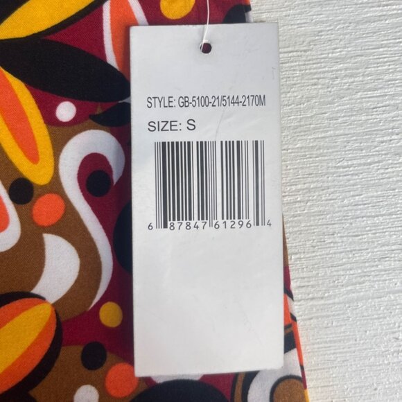 Cassandra O Scrub Shirt Top Womens Small Orange Yellow New Abstract Pattern - Picture 9 of 10